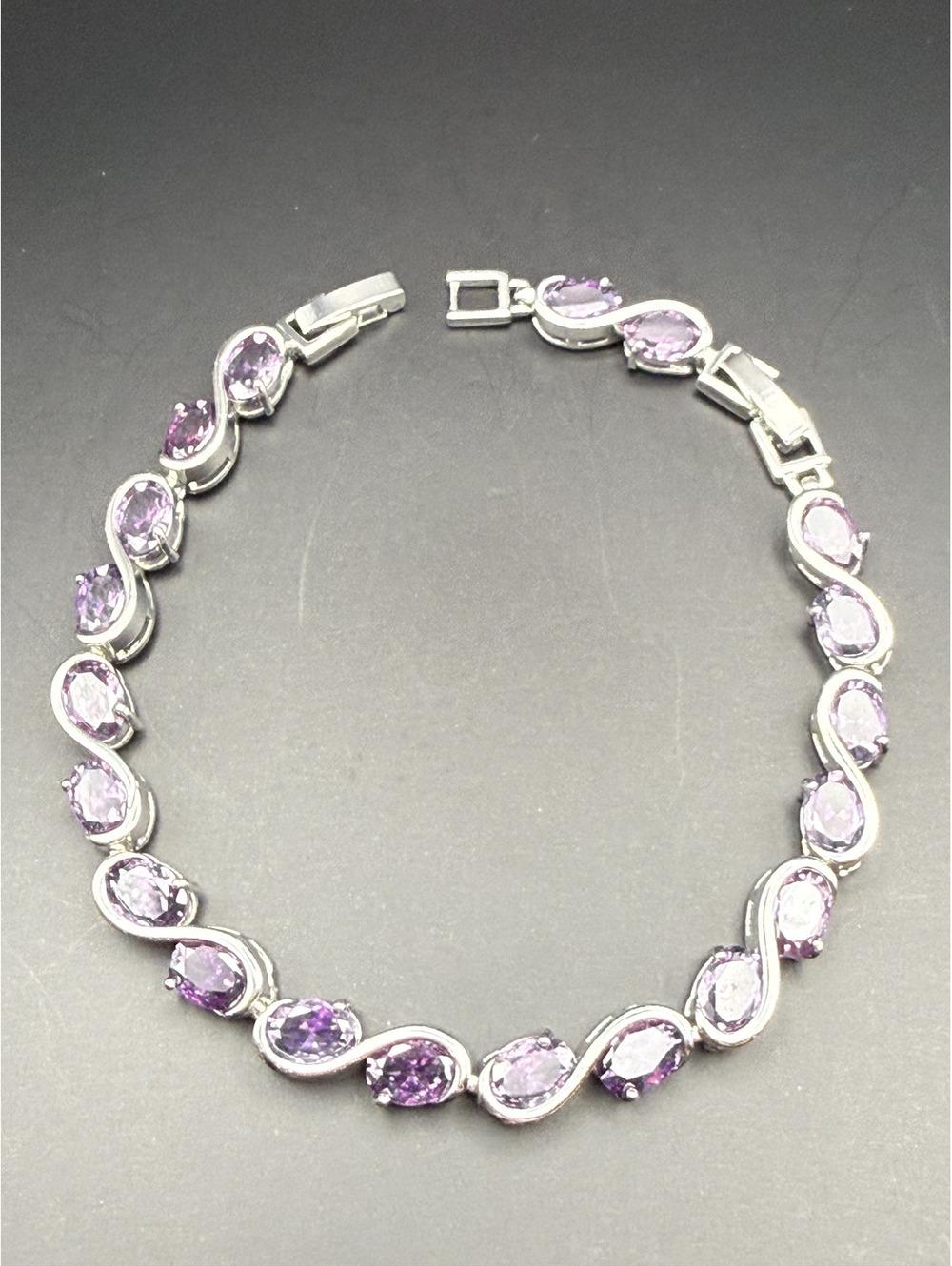 candy+clover elite light amethyst crystal 14k white gold plated bracelet
